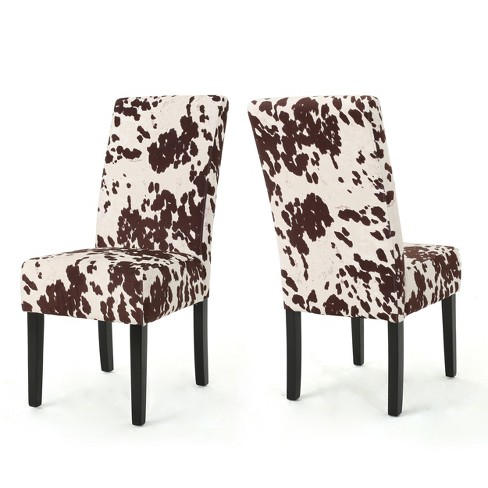 Set Of 2 Pertica Contemporary Dining, Cowhide Dining Chairs With Nailhead Trim