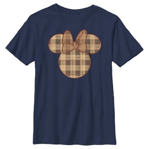 Boy's Mickey & Friends Plaid Minnie Mouse Logo T-Shirt - 1 of 4