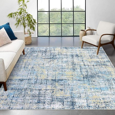 Modern Abstract Area Rug – Washable, Low Pile, Non-Slip, Non-Shedding Foldable Floor Carpet for Living Room, Bedroom, Kitchen