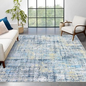 Modern Abstract Area Rug – Washable, Low Pile, Non-Slip, Non-Shedding Foldable Floor Carpet for Living Room, Bedroom, Kitchen - 1 of 4