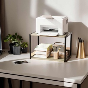 Karl Home 2-Tier Printer Stand P2 Particleboard Washed Gray Combo A 17.7x12x13.4 Inches - 1 of 4