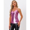 Allegra K Women's Metallic Shiny Party Deep V Neck Spaghetti Straps Cami Tops - 2 of 4