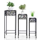 Costway Set of 3 Metal Plant Stand Flower Pot Holder Rack w/Colorful Ceramic Beads