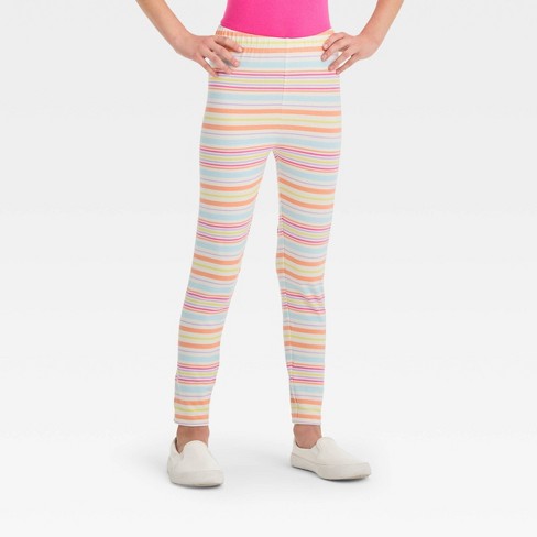 Girls' Striped Leggings - Cat & Jack™ Cream S Slim : Target