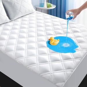 Aoibox Queen Mattress Protector Waterproof Breathable Soft Noiseless Deep Pocket 8-21 Inch Washable Cooling White - 1 of 4