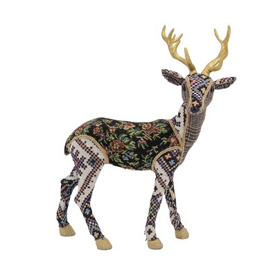 GlasFlength Decorative Objects Accent Standing Deer Decor Vintage Standing Deer Table Decor for Room, Multicolored, 13"*6.3"*16.5"
