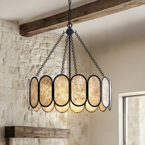 GTCLIGHTING 21.5" Modern Mica Chandeliers for Dining Room, 4-Light Black Antique Pendant Chandelier,Hanging Light Fixture for Living Room Bedroom - 1 of 4