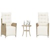 vidaXL 3 Piece Bistro Set with Cushions Poly Rattan - Beige and Cream - 2 of 4