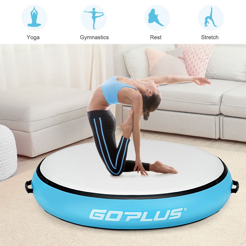 Costway 40'' Inflatable Round Gymnastic Mat Tumbling Floor Mat W/Electric Pump, 4 of 10