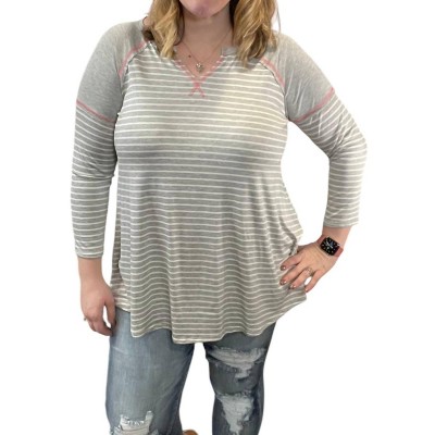 Women's Stripe Raglan Tee - honeyme