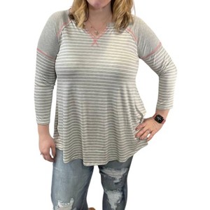Women's Stripe Raglan Tee - honeyme - 1 of 2