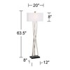Possini Euro Design Modern Floor Lamp 63.5" Tall Brushed Steel Asymmetry White Linen Rectangular Shade for Living Room Reading Bedroom Office - 4 of 4