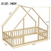 COWLOWN Twin Wood House-Shaped Floor Bed with Fence Guardrails, Play & Sleep Bed for Kids - 2 of 4