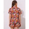 Allegra K Women's Floral Tropical Vacation Beach Hawaiian Button Down Shirt and Short Set - 4 of 4