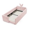 Vynxaria Twin Size Upholstered Platform Bed with Adorable Rabbit Ear Headboard & Safety Rail - 2 of 4