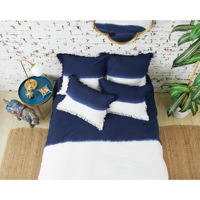 Aster Two-Tone Indigo and White Cotton Standard Sham