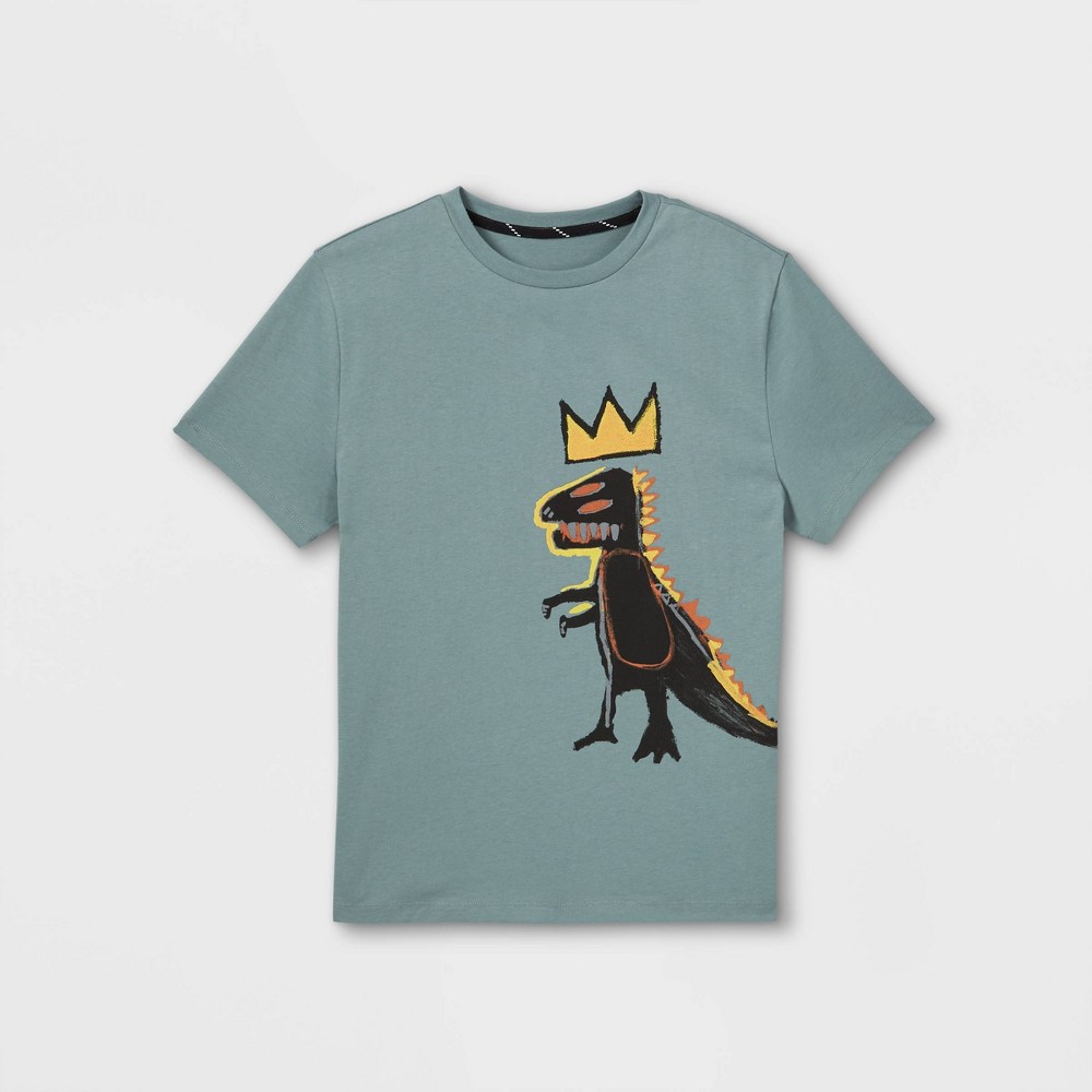 Large/Kids' Jean-Michel Basquiat Dino Graphic Short Sleeve T-Shirt - art class Gray L