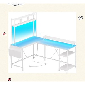 Spacious L-Shaped Gaming Desk with Customizable RGB Lights & Charging Options – Ideal for Comfort & Efficiency, Black - 1 of 4