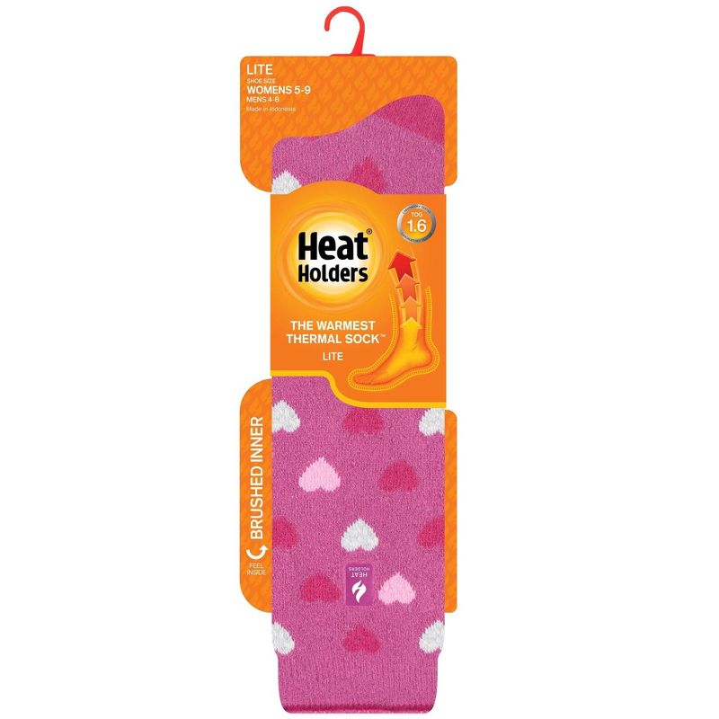 Heat Holder Women's Mahonia LITE Jacquard Hearts Long Socks| Warm + Soft, Hiking, Cabin, Cozy at Home Socks | 5X Warmer Than Cotton Socks, 2 of 3