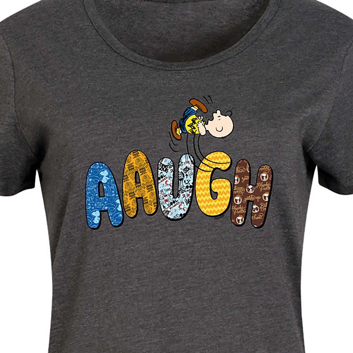 Women's - Peanuts - Aaugh Pattern Charlie Brown Graphic T-shirt Dress - thumbnail 8