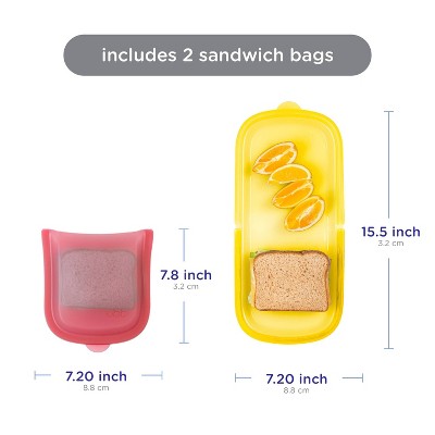 Ubbi Platemate Sandwich Reusable Food Storage Bags - Buttercup & Pomegranate - 2pk
