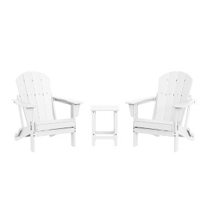 WestinTrends Malibu HDPE Outdoor Patio Folding Poly Adirondack Conversation Set (3-Piece) - 1 of 4