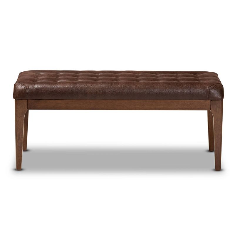 Walsh Faux Leather Upholstered and Wood Ottoman Dark Brown/Walnut Brown - Baxton Studio, 3 of 10