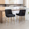 SEYNAR Modern Velvet 39'' H Metal Leg Counter or Bar Stools Set of 2 - 2 of 4