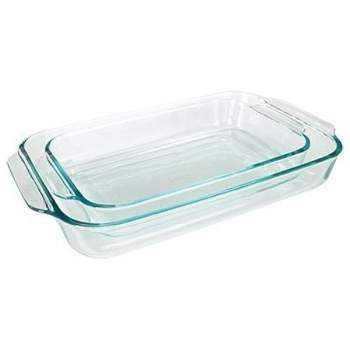 Pyrex Basics 2 Quart Glass Oblong Baking Dish, Clear 7 x 11 inch (Pack of 2)