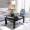 FONTOI Coffee Table with Tempered Glass, Tea Table, End Table, Square Table for Living Room Bedroom, Blackt, 23.62"*17.7"*39.37" - 2 of 4