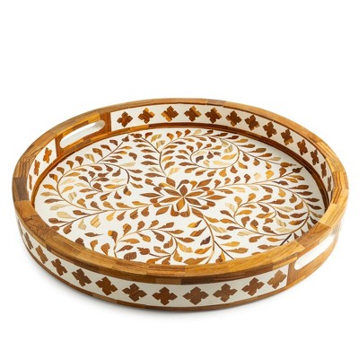 Jodhpur Wood Inlay Decorative Tray, 18"