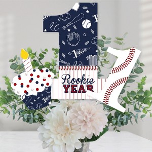 Big Dot of Happiness 1st Birthday Batter Up - Baseball - First Birthday Party Centerpiece Sticks - Table Toppers - Set of 15 - 1 of 4