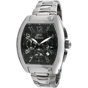 Gino Franco Men's Black Dial Barrel Shaped Watch with Stainless Steel Bracelet and Chronograph - 1 of 2