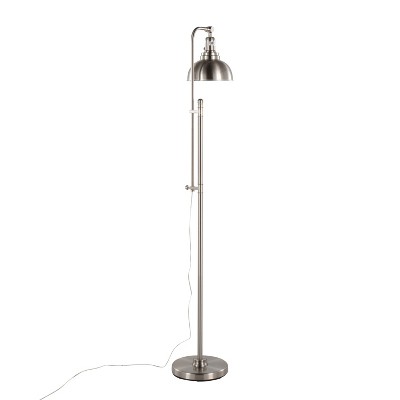 Emery Adjustable Nickel Industrial Floor Lamp with Metal Shade