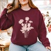 S.W.Smiley Pink Flower Silohuette - Women's Graphic Sweatshirt - 3 of 4