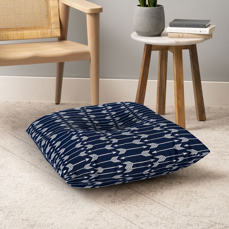 Little Arrow Design Co Arrows On Navy Square Floor Pillow - Deny Designs, 4 of 5