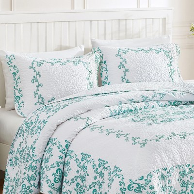 Aqua Embroidered Cotton Polyester Standard Pillow Sham