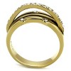 Slickblue Modern Band Ring for Women – Smooth IP Gold Finish with Grooves & Synthetic Crystal Details – Sizes 5–10 - 3 of 4