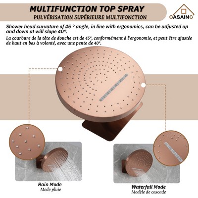 Brushed Rose Gold Stainless Steel Ceiling Mounted Shower System