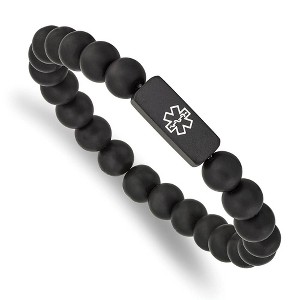 Black Bow Jewelry 8.5mm BP Stainless Steel Enamel Medical I.D. Bead Stretch Bracelet - 1 of 4
