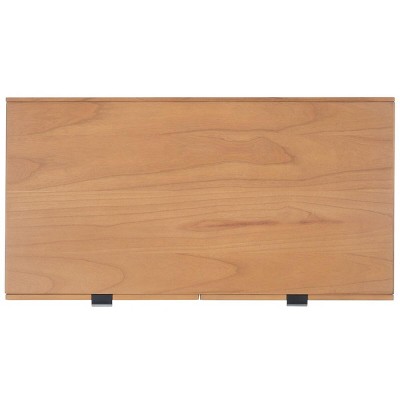 Natural Wood Rectangular Coffee Table with Woven Storage Drawers