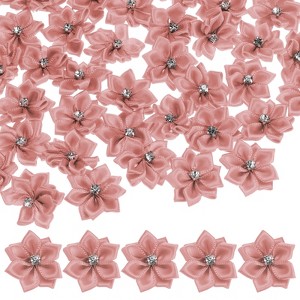 Unique Bargains Artificial Satin Durable Flexible Decorative Mini Ribbon Flowers with Rhinestones 1.2 Inch 200 Pcs - 1 of 4