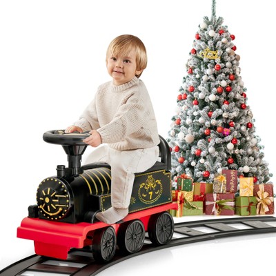 Infans 6V Electric Kids Ride On Train Motorized Train Toy w/ Track & 6 Wheels