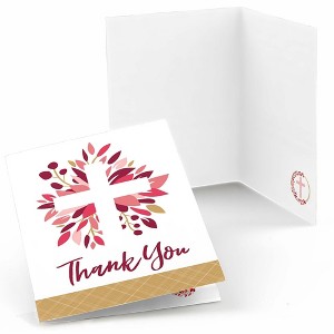Big Dot of Happiness Pink Elegant Cross - Girl Religious Party Thank You Cards (8 count) - 1 of 4