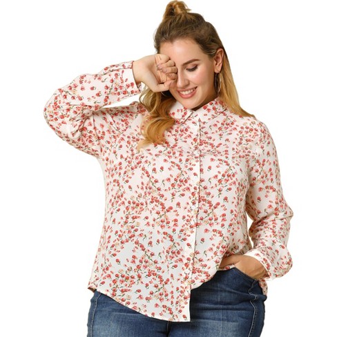 Agnes Orinda Women's Plus Size Regular Fit Button Down Long Sleeve Denim  Shirts Blue 2x : Target