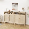 2PCS 36" Modern Rattan Sideboard Cabinet - 2-Door Storage Buffet with Shelf, Boho TV Stand & Coffee Bar for Dining Room, Kitchen & Entryway - 2 of 4