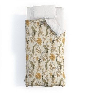 Deny Designs 2pc Twin/Twin XL Iveta Abolina Peacock Garden on Cream Comforter and Sham Set - 1 of 4