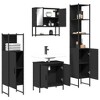 vidaXL 4-Piece Bathroom Furniture Set - Black Engineered Wood, Includes Wall-Mount Mirror Cabinet, Sink Cabinet, Storage Units - 4 of 4