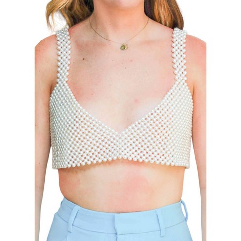 Women's Pearl Embellished Top - Hot & Delicious - image 1 of 2