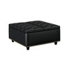 Alilang 32.20 inches Square Tufted Storage Ottoman with Nailhead Trim and Hinged Lid-Black - 3 of 4